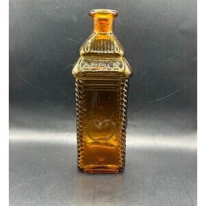 Vintage Wheaton Amber Glass Bottle Empty 9.5 x 3 inches Berrings Apple Bitters